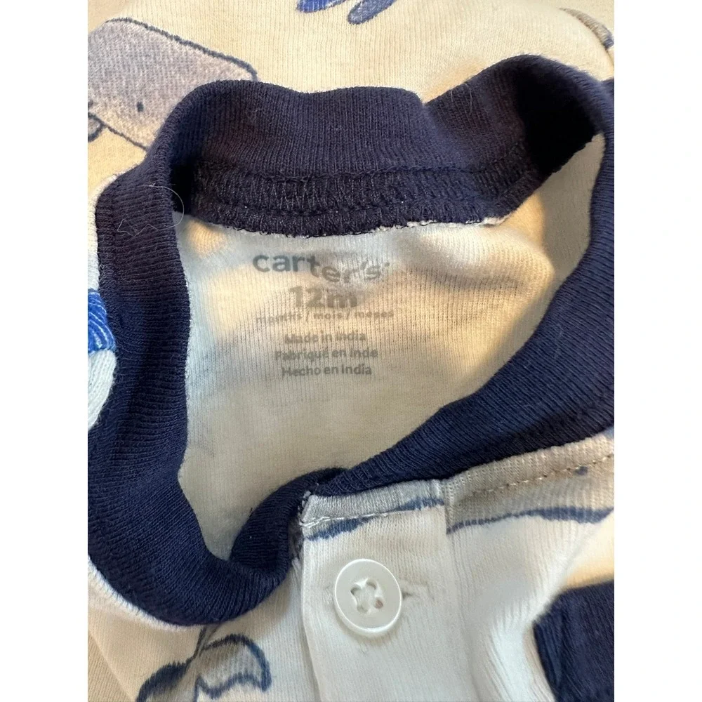 Carter's Baby Boy Whale Print Bodysuit Navy Blue White 12M‎